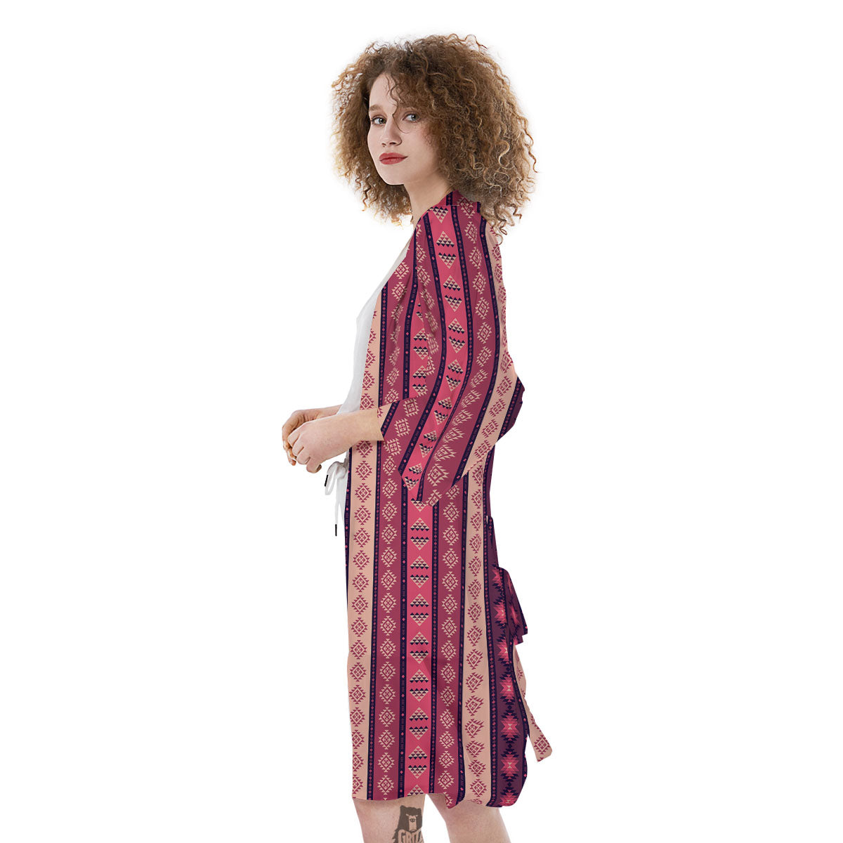 Southwestern Purple And Pink Print Pattern Kimono-grizzshop