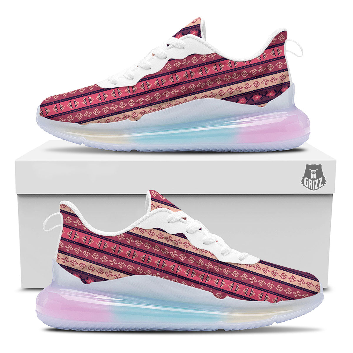 Southwestern Purple And Pink Print Pattern Running Sneakers-grizzshop