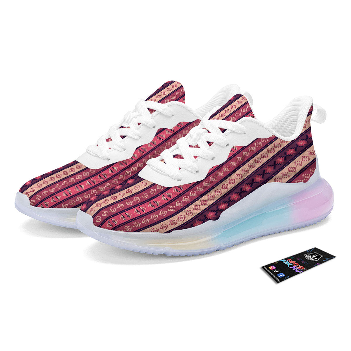 Southwestern Purple And Pink Print Pattern Running Sneakers-grizzshop