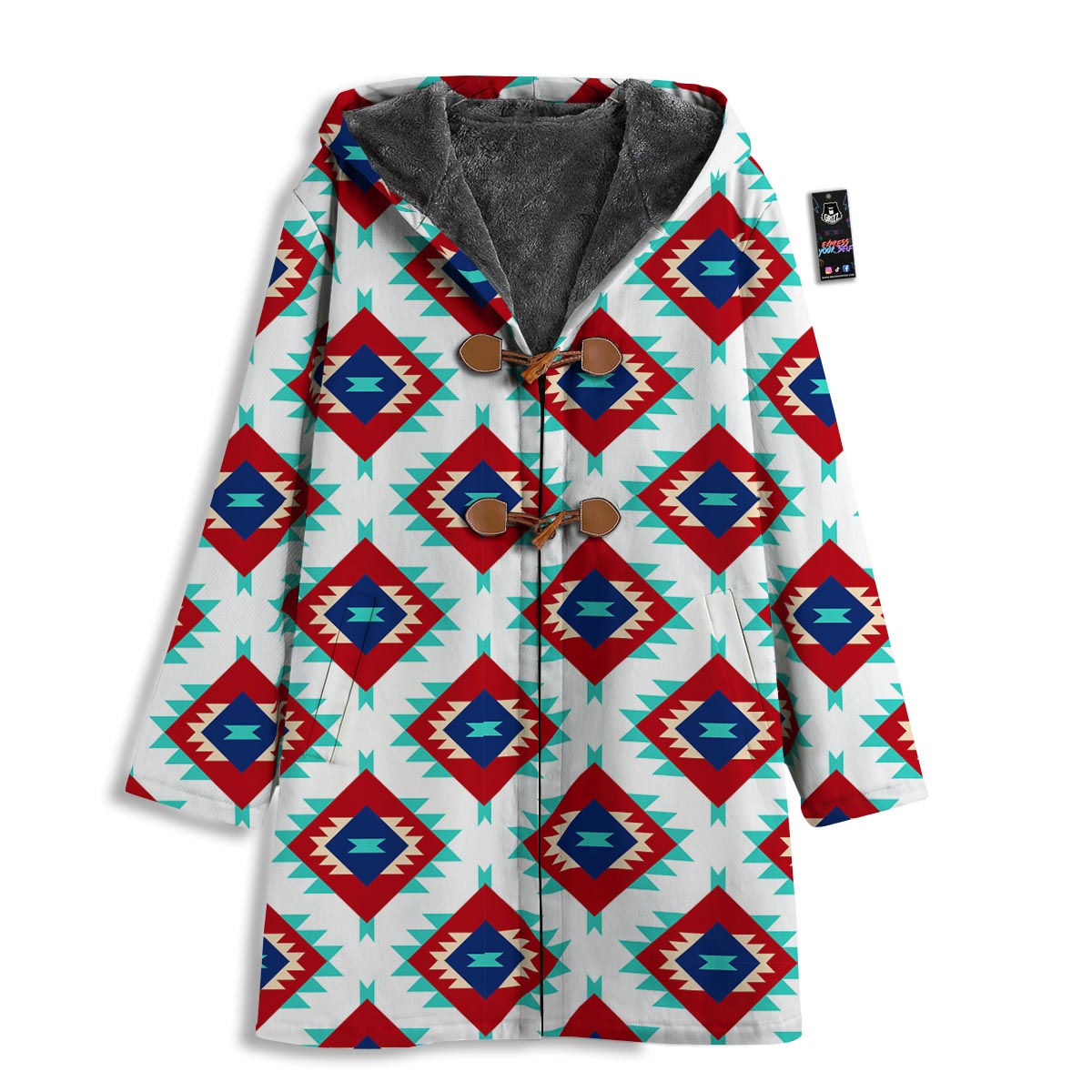 Southwestern Teal And Red Print Pattern Men's Windbreaker Jacket-grizzshop