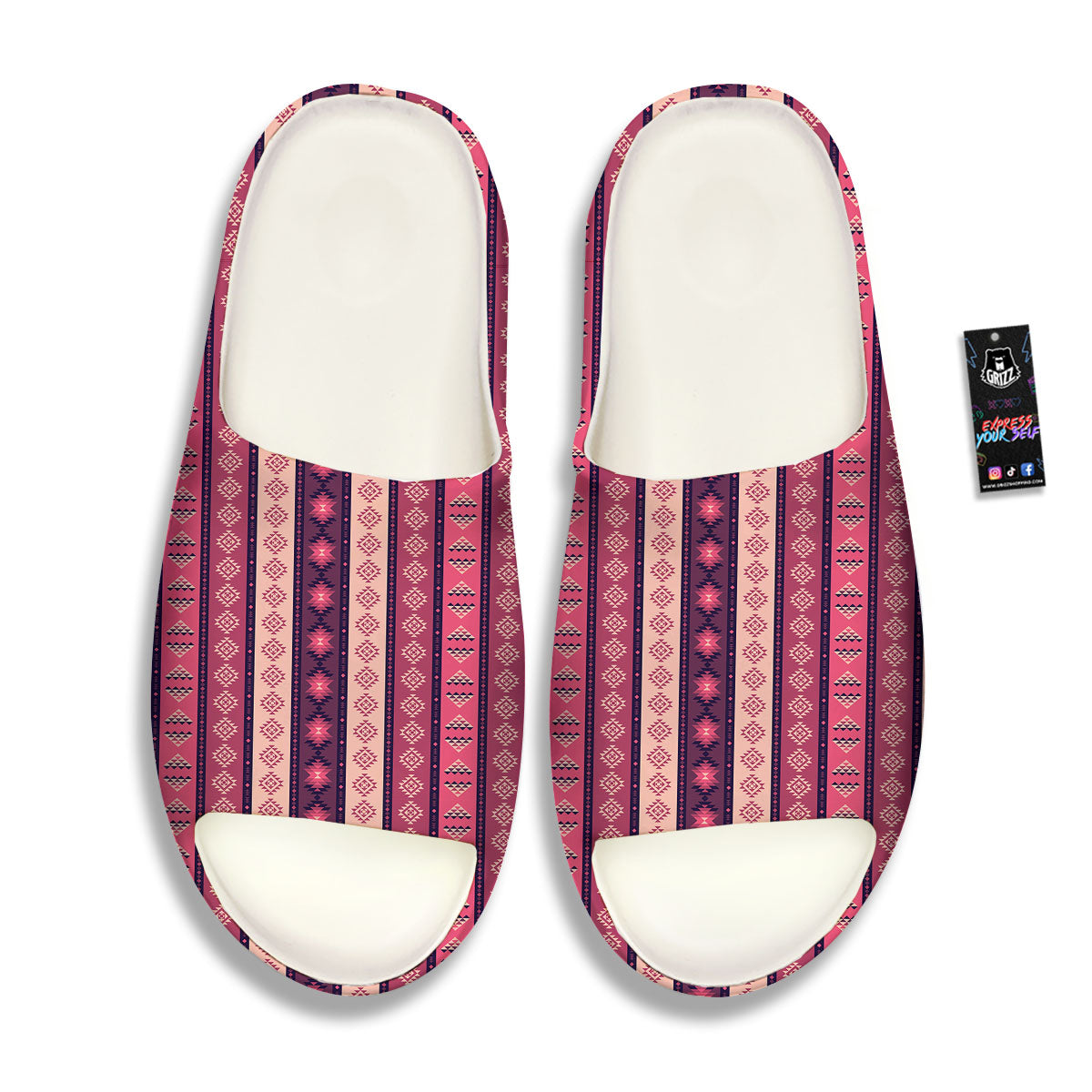 Southwestern Purple And Pink Print Pattern Sandals-grizzshop