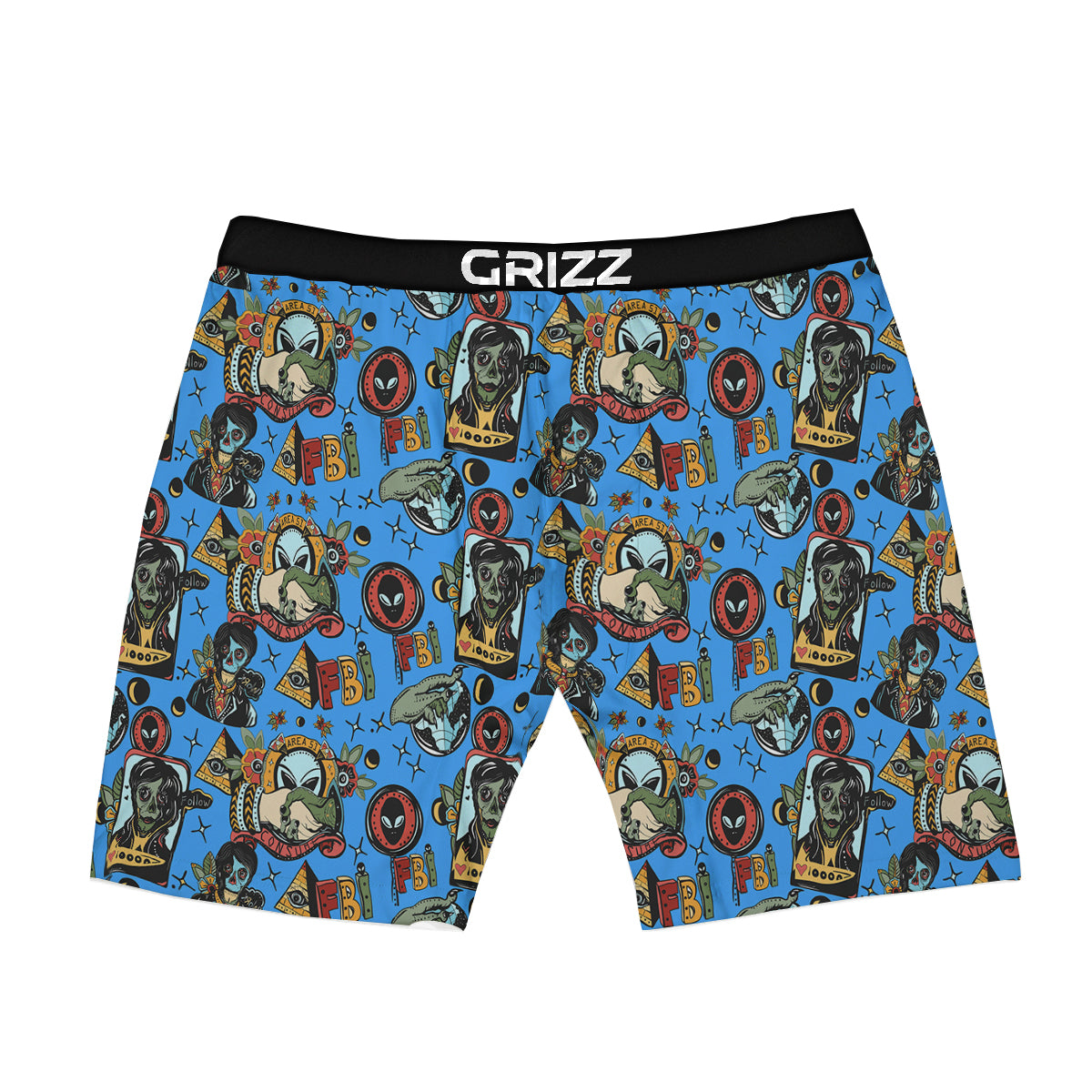 Space Alien Retro Tattoo Print Pattern Boxer Briefs-grizzshop