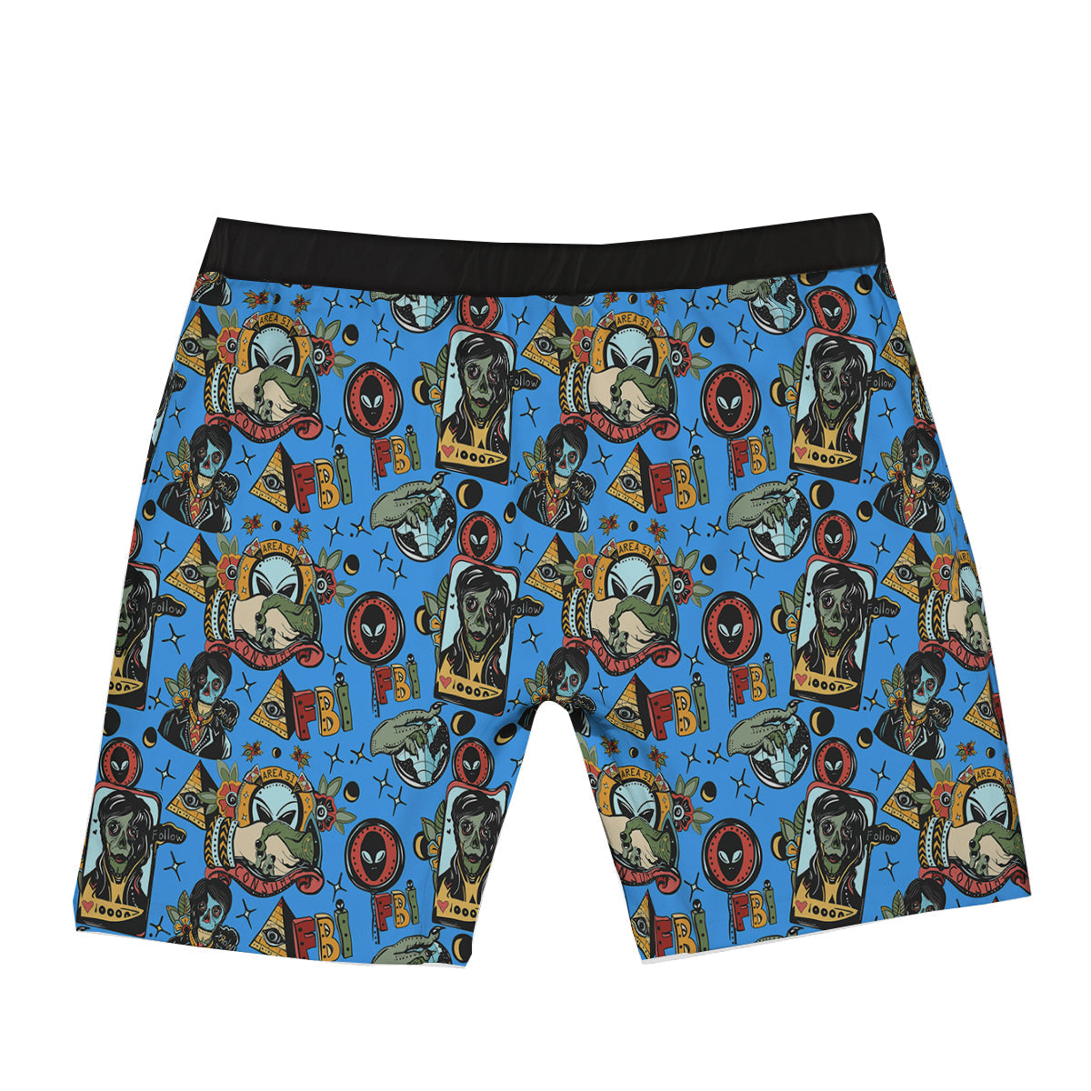 Space Alien Retro Tattoo Print Pattern Boxer Briefs-grizzshop