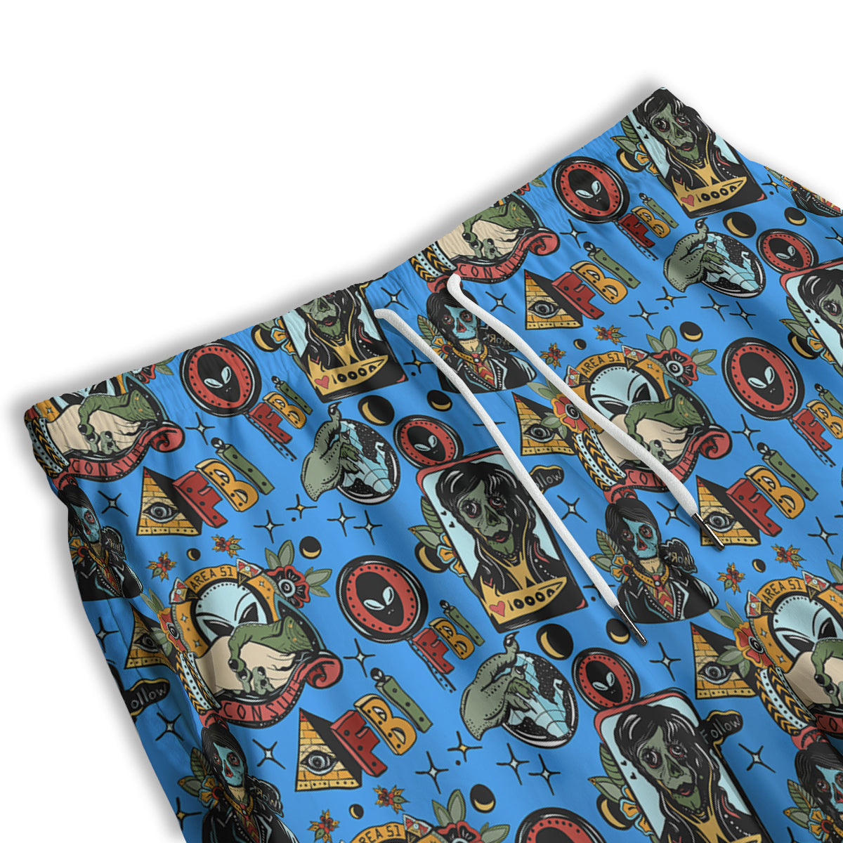 Space Alien Retro Tattoo Print Pattern Men's Athletic Shorts