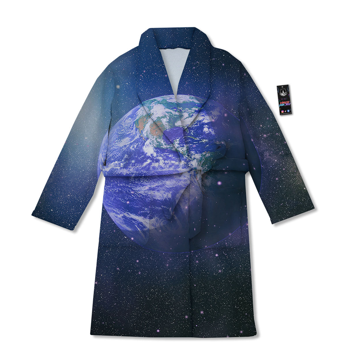 Space And Earth Print Bathrobe-grizzshop