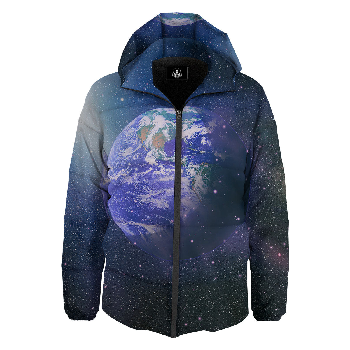 Space And Earth Print Down Jacket-grizzshop