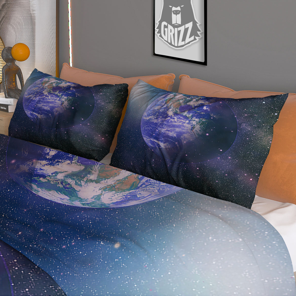 Space And Earth Print Duvet Cover Bedding Set