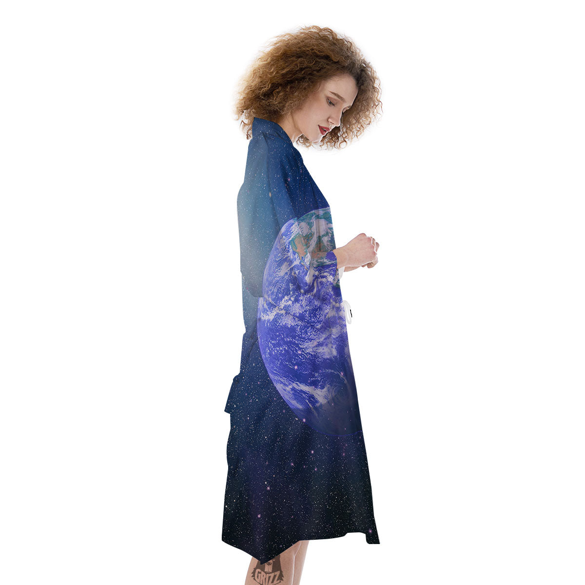 Space And Earth Print Kimono-grizzshop