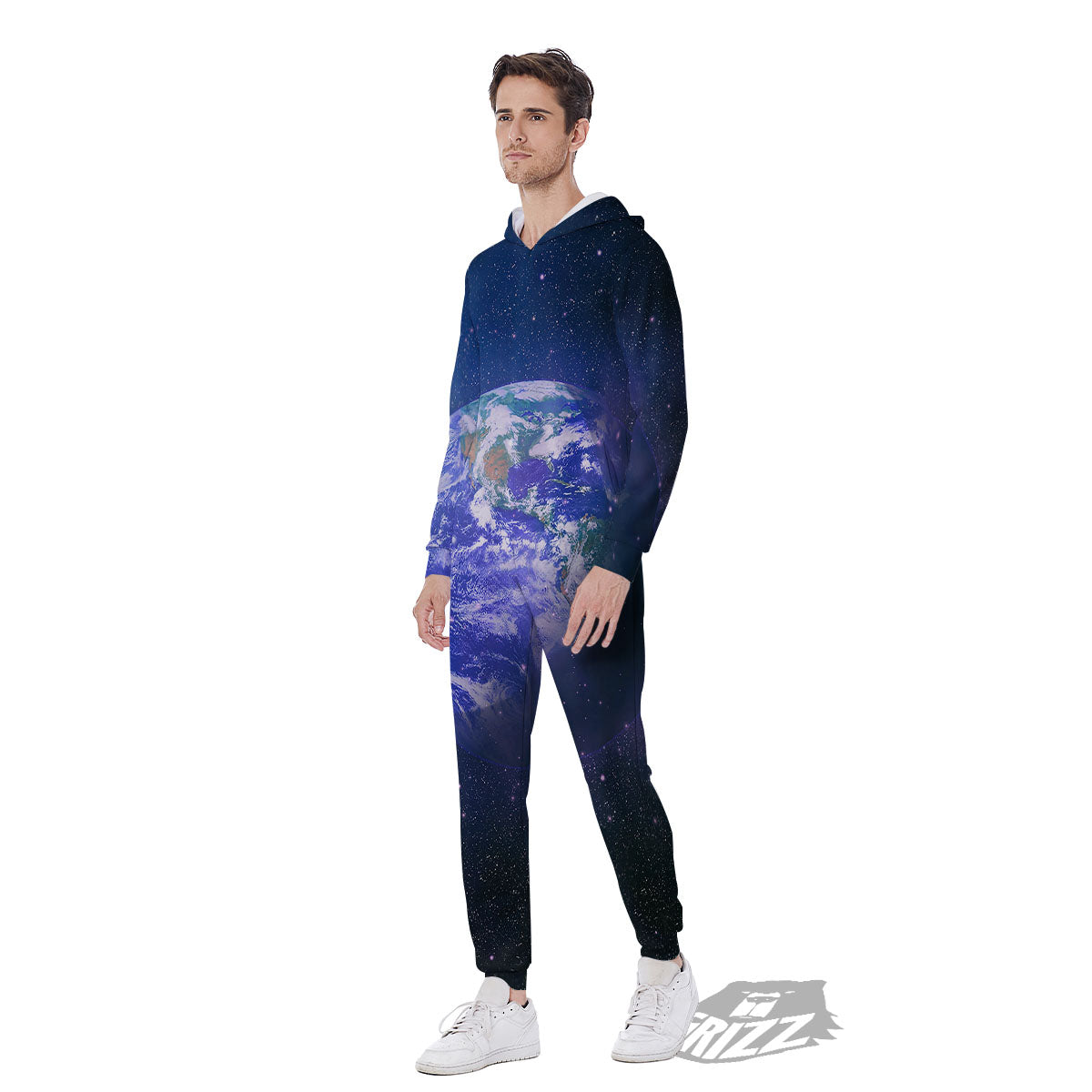 Space And Earth Print Men's Jumpsuit-grizzshop