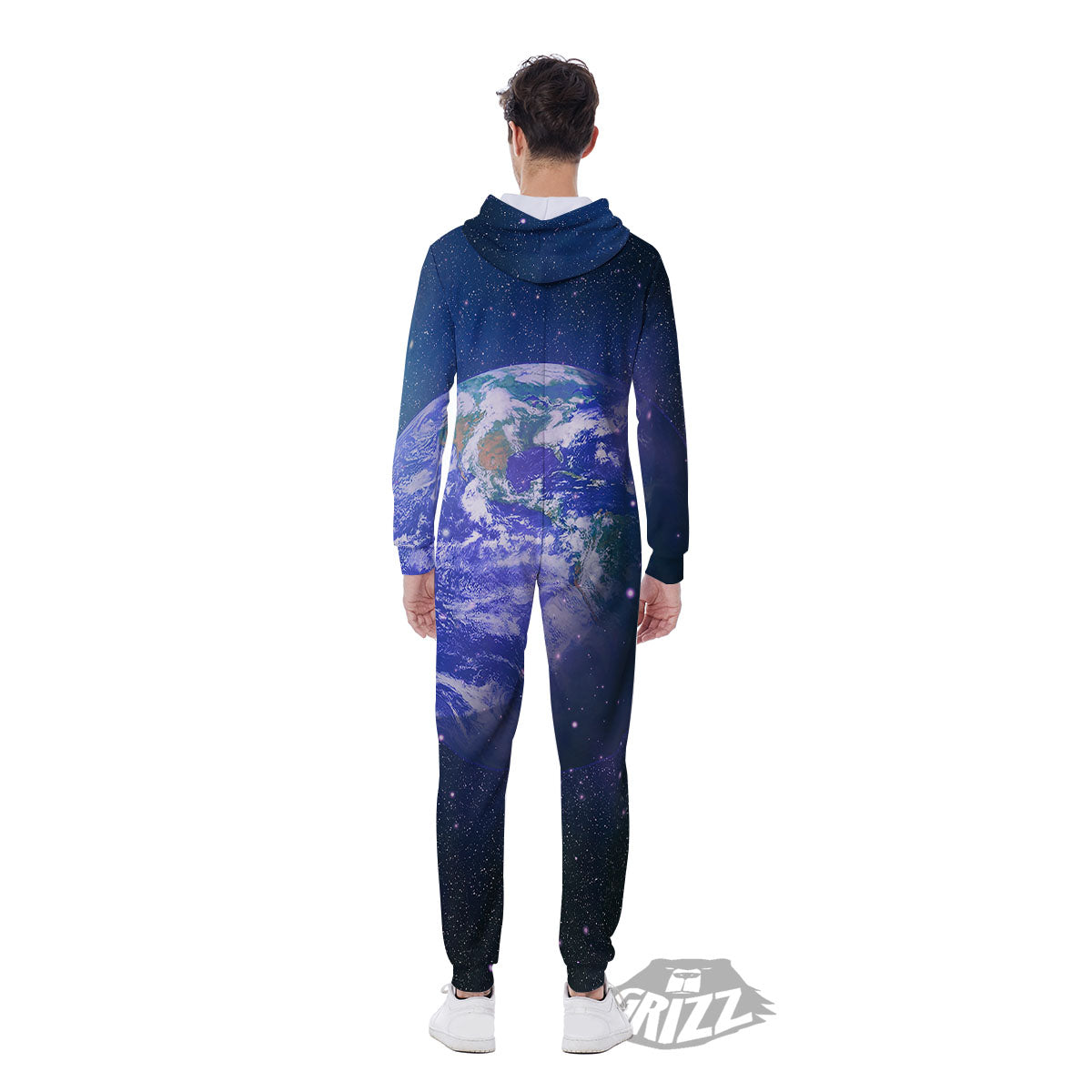 Space And Earth Print Men's Jumpsuit-grizzshop
