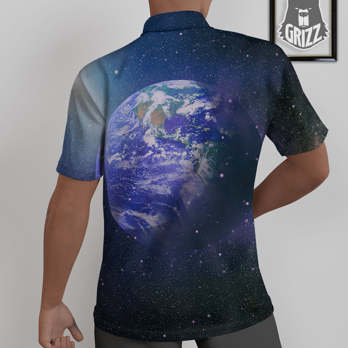 Space And Earth Print Untucked Shirts-grizzshop
