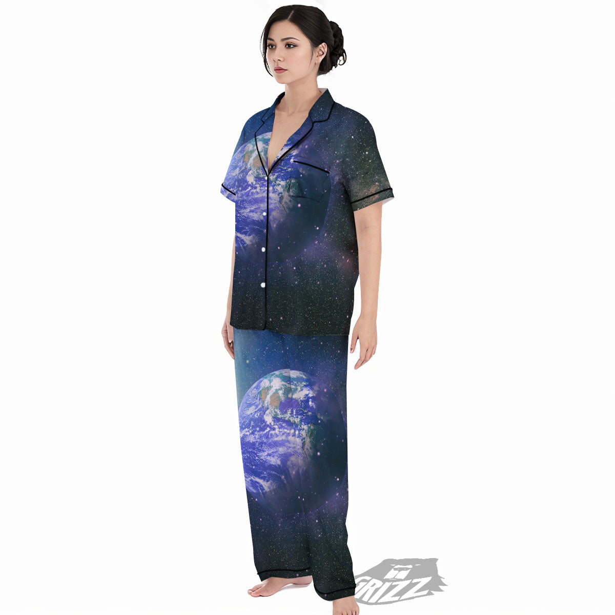 Space And Earth Print Women's Pajamas Set-grizzshop