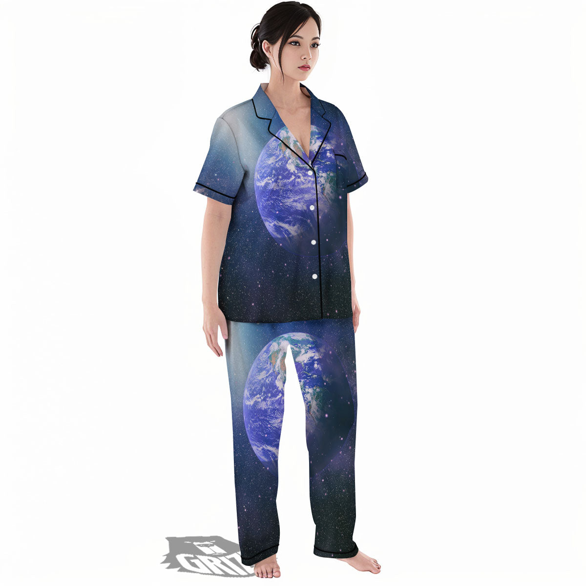 Space And Earth Print Women's Pajamas Set-grizzshop