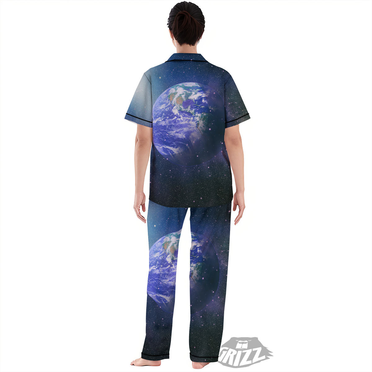 Space And Earth Print Women's Pajamas Set-grizzshop