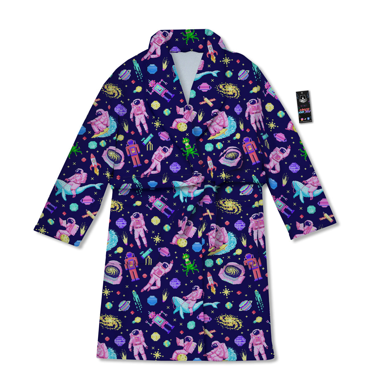 Space Astronaut 8 Bit Print Pattern Bathrobe-grizzshop