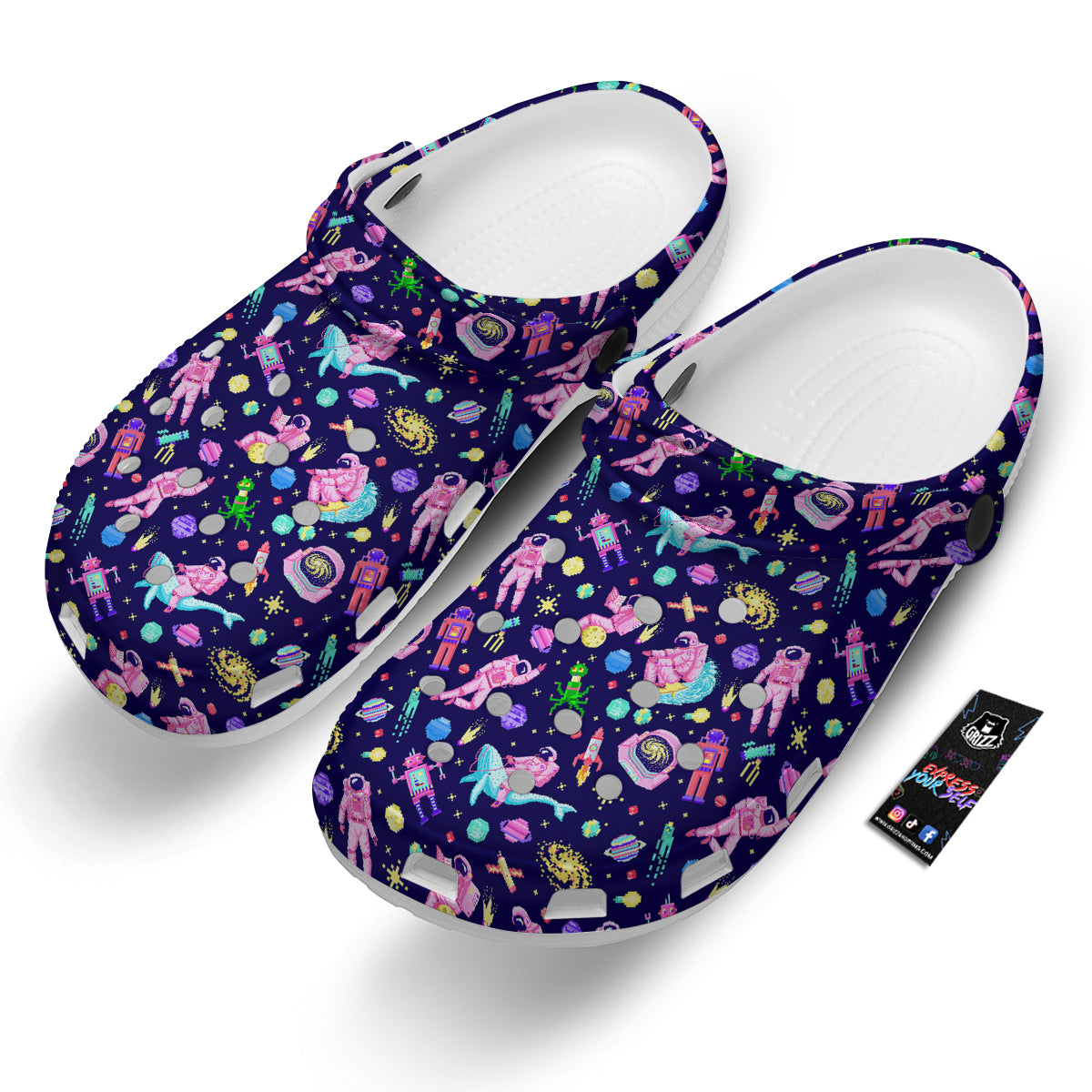 Space Astronaut 8 Bit Print Pattern Clog-grizzshop