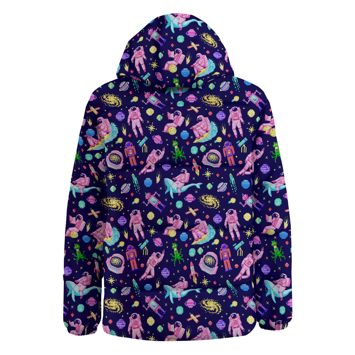 Space Astronaut 8 Bit Print Pattern Down Jacket-grizzshop
