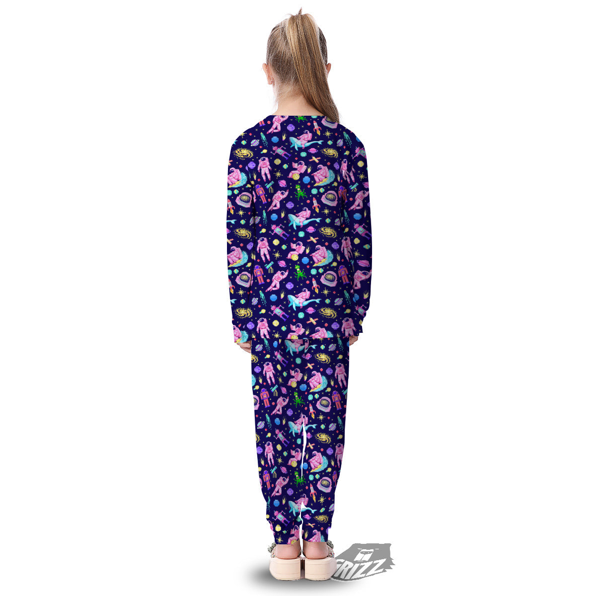 Space Astronaut 8 Bit Print Pattern Kid's Pajamas-grizzshop