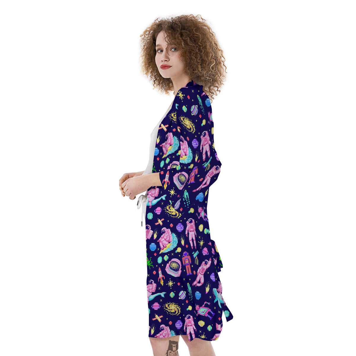 Space Astronaut 8 Bit Print Pattern Kimono-grizzshop