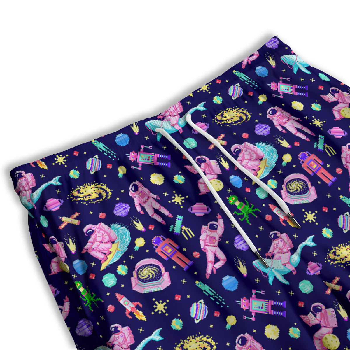 Space Astronaut 8 Bit Print Pattern Men's Athletic Shorts