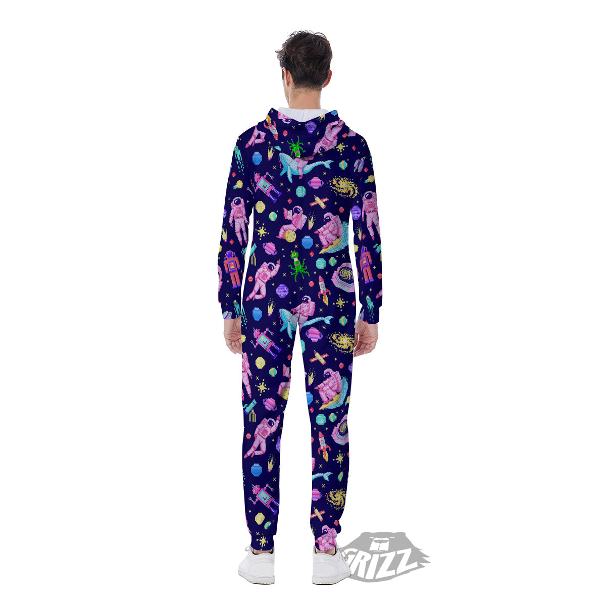 Space Astronaut 8 Bit Print Pattern Men's Jumpsuit-grizzshop