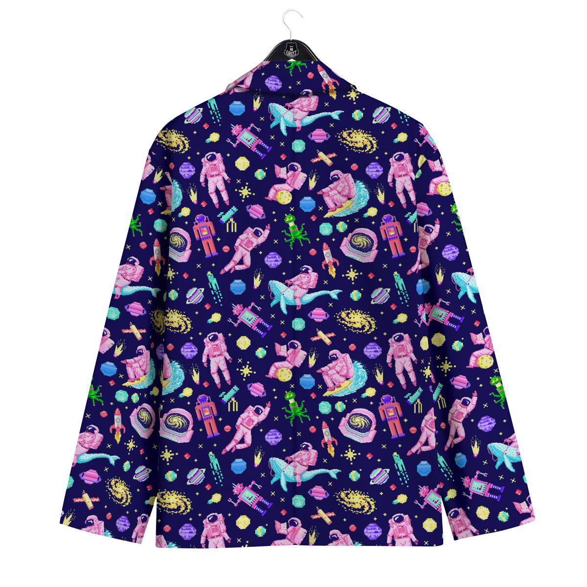 Space Astronaut 8 Bit Print Pattern Men's Sport Coat-grizzshop