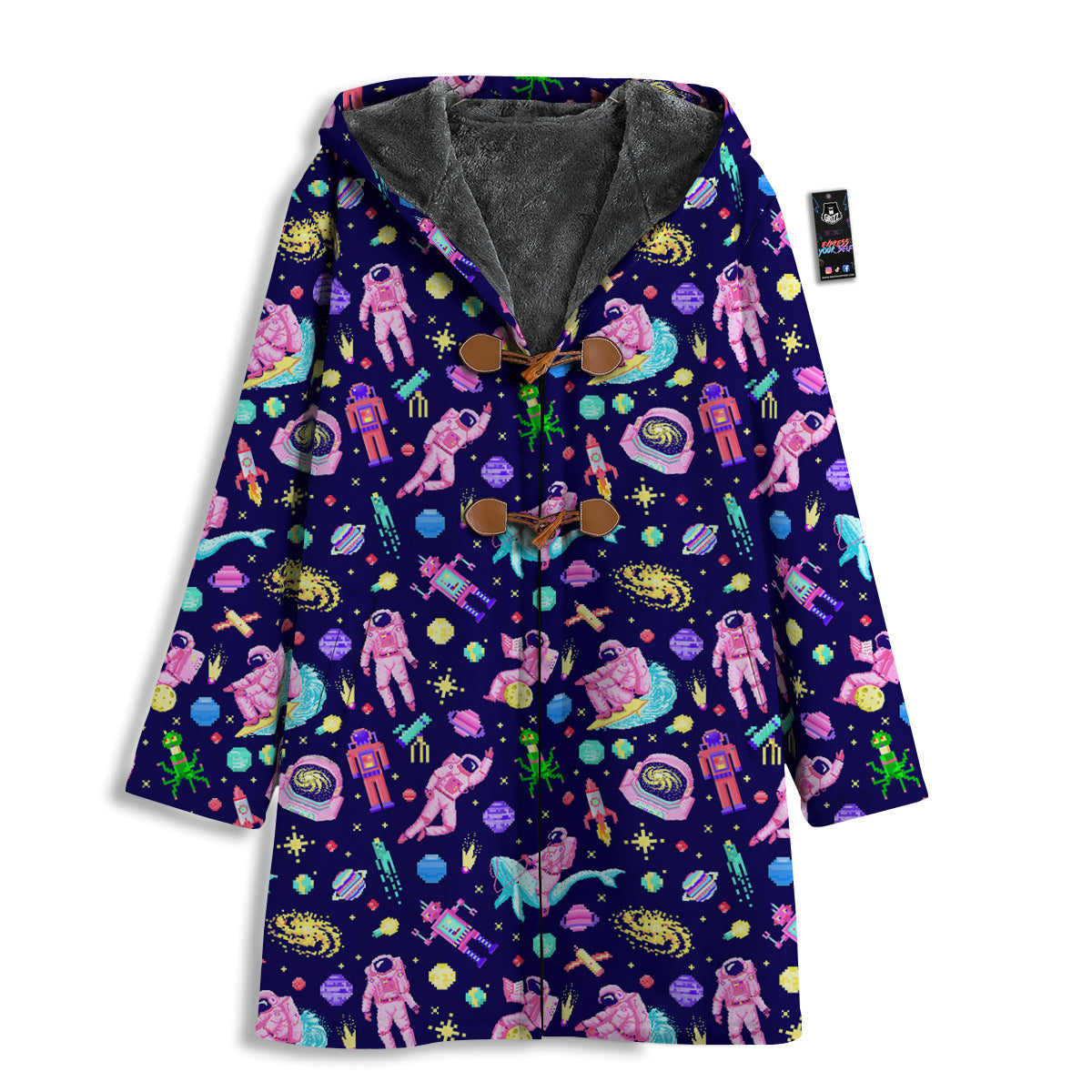 Space Astronaut 8 Bit Print Pattern Men's Windbreaker Jacket-grizzshop