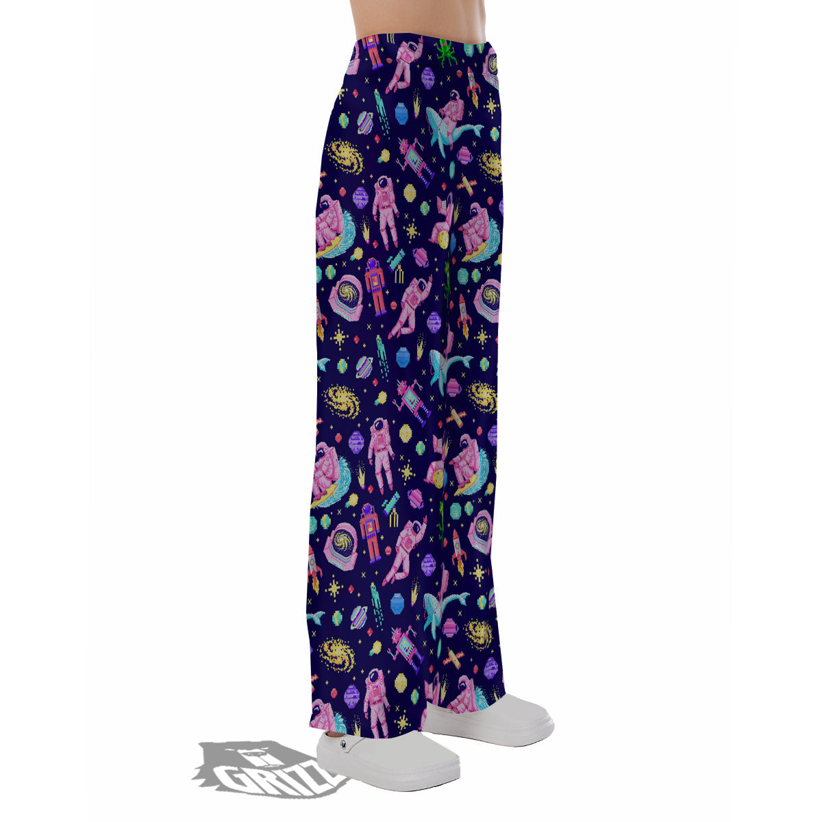 Space Astronaut 8 Bit Print Pattern Pajama Pants-grizzshop
