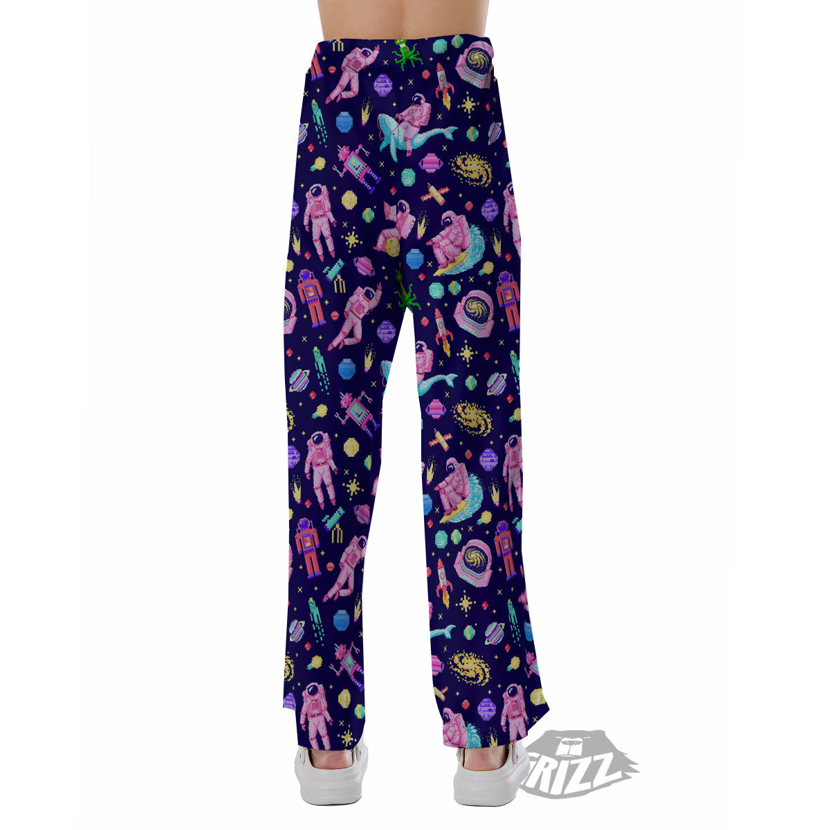 Space Astronaut 8 Bit Print Pattern Pajama Pants-grizzshop