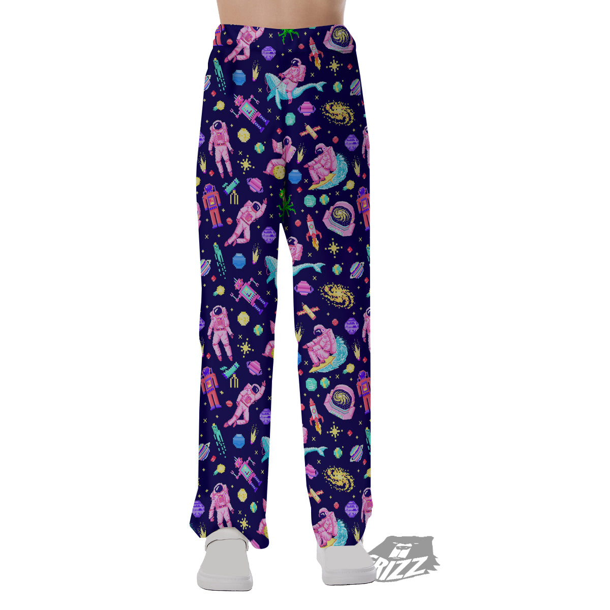 Space Astronaut 8 Bit Print Pattern Pajama Pants-grizzshop
