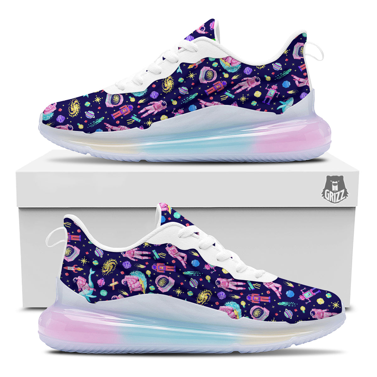 Space Astronaut 8 Bit Print Pattern Running Sneakers-grizzshop