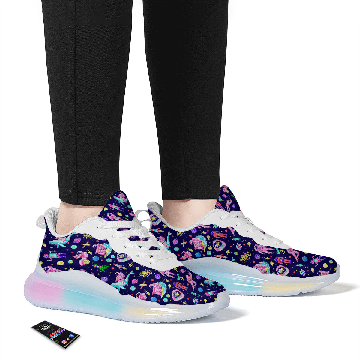 Space Astronaut 8 Bit Print Pattern Running Sneakers-grizzshop