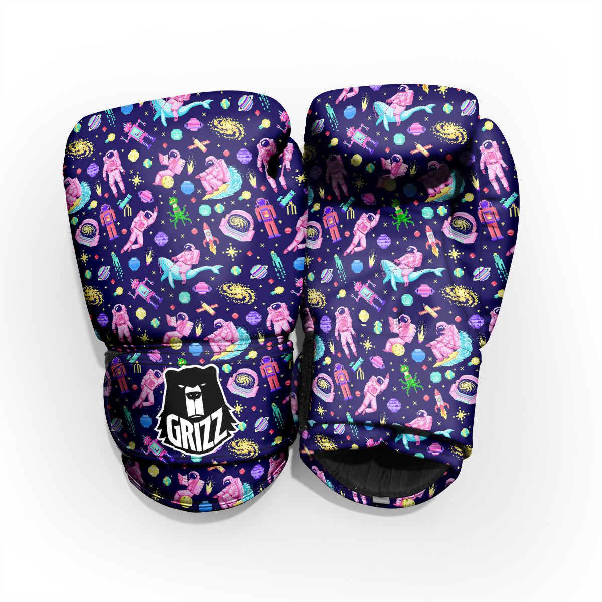 Space Astronaut 8 Bit Print Pattern Pro Boxing Glove