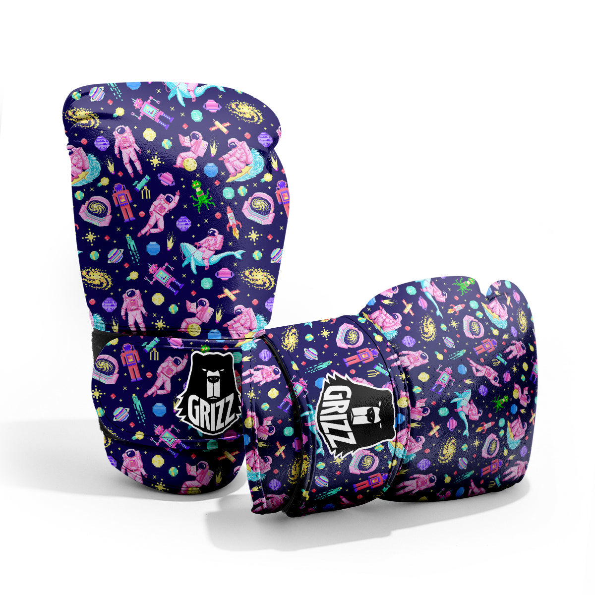 Space Astronaut 8 Bit Print Pattern Pro Boxing Glove