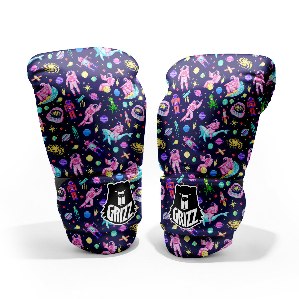 Space Astronaut 8 Bit Print Pattern Pro Boxing Glove