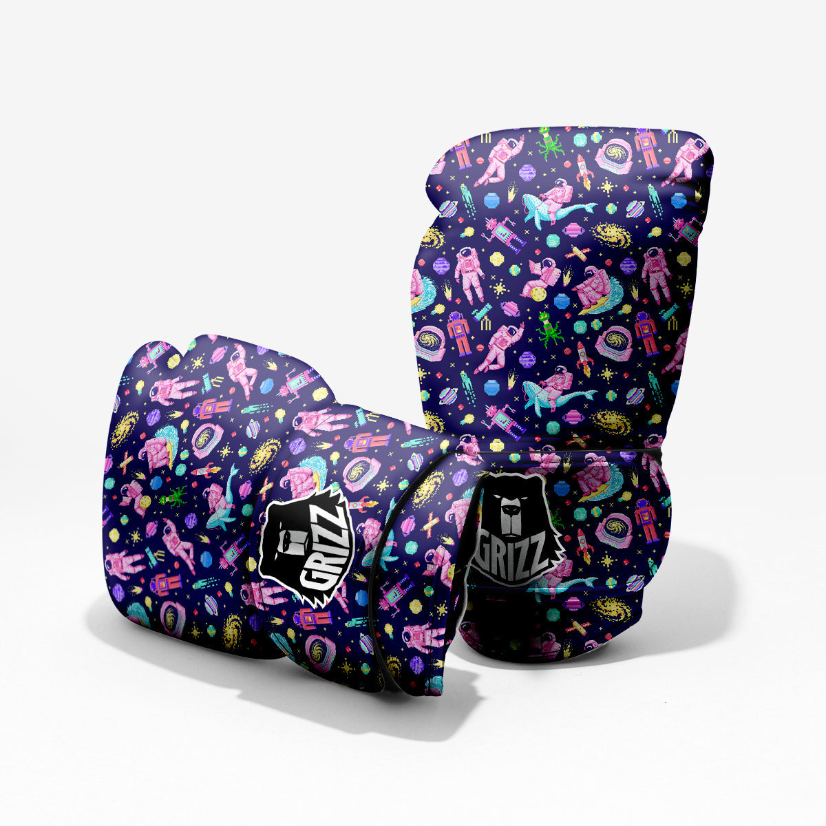 Space Astronaut 8 Bit Print Pattern Pro Boxing Glove