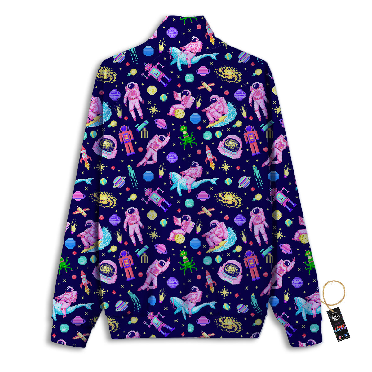 Space Astronaut 8 Bit Print Pattern Track Jacket-grizzshop