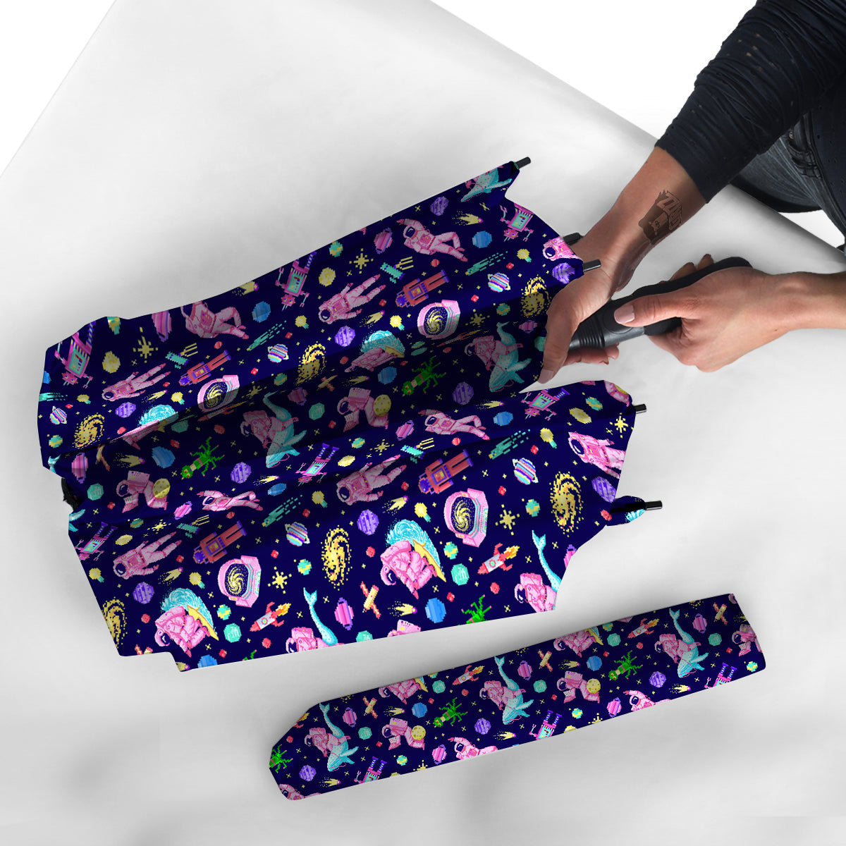 Space Astronaut 8 Bit Print Pattern Umbrella-grizzshop