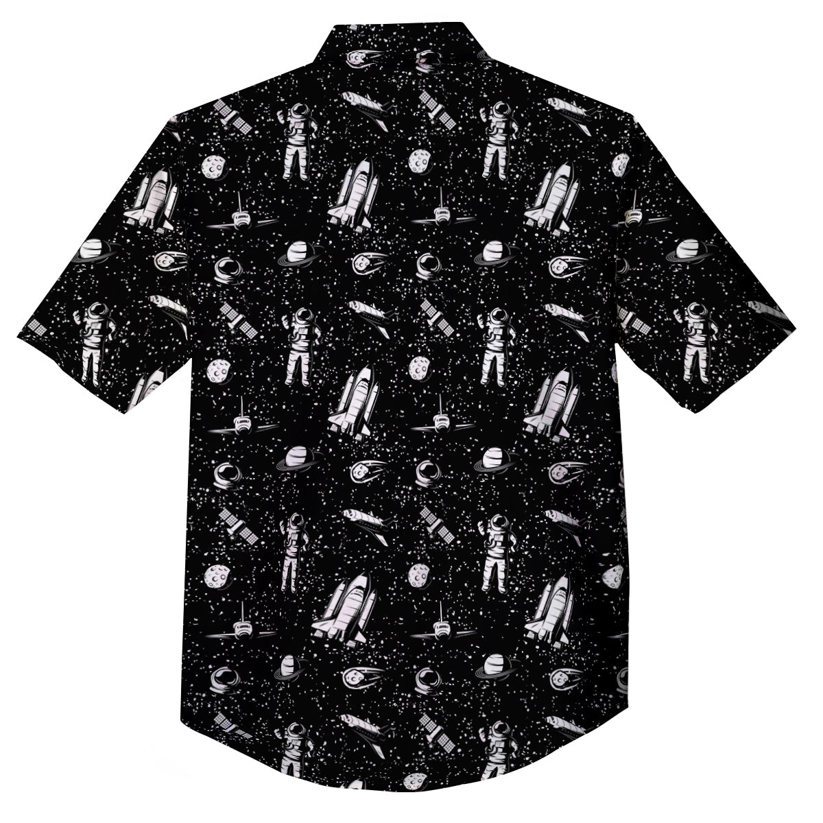 Space Astronaut Black Print Pattern Button Up Shirt-grizzshop