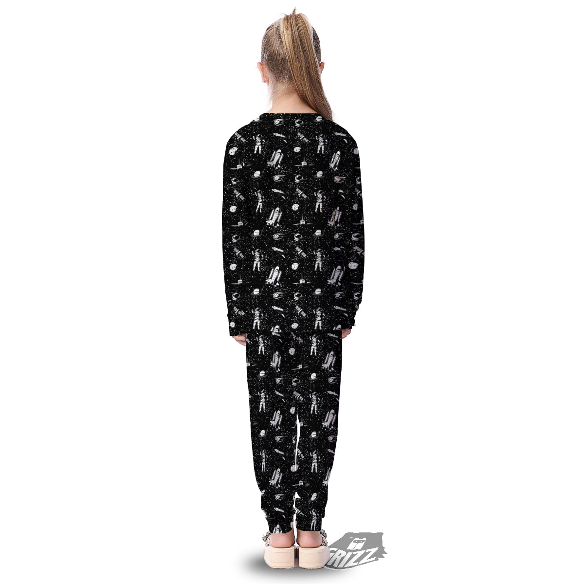 Space Astronaut Black Print Pattern Kid's Pajamas-grizzshop