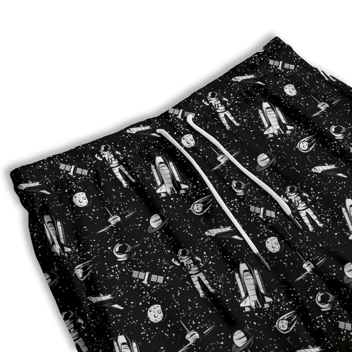 Space Astronaut Black Print Pattern Men's Athletic Shorts