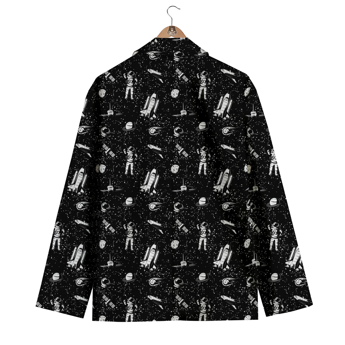 Space Astronaut Black Print Pattern Men's Blazer-grizzshop