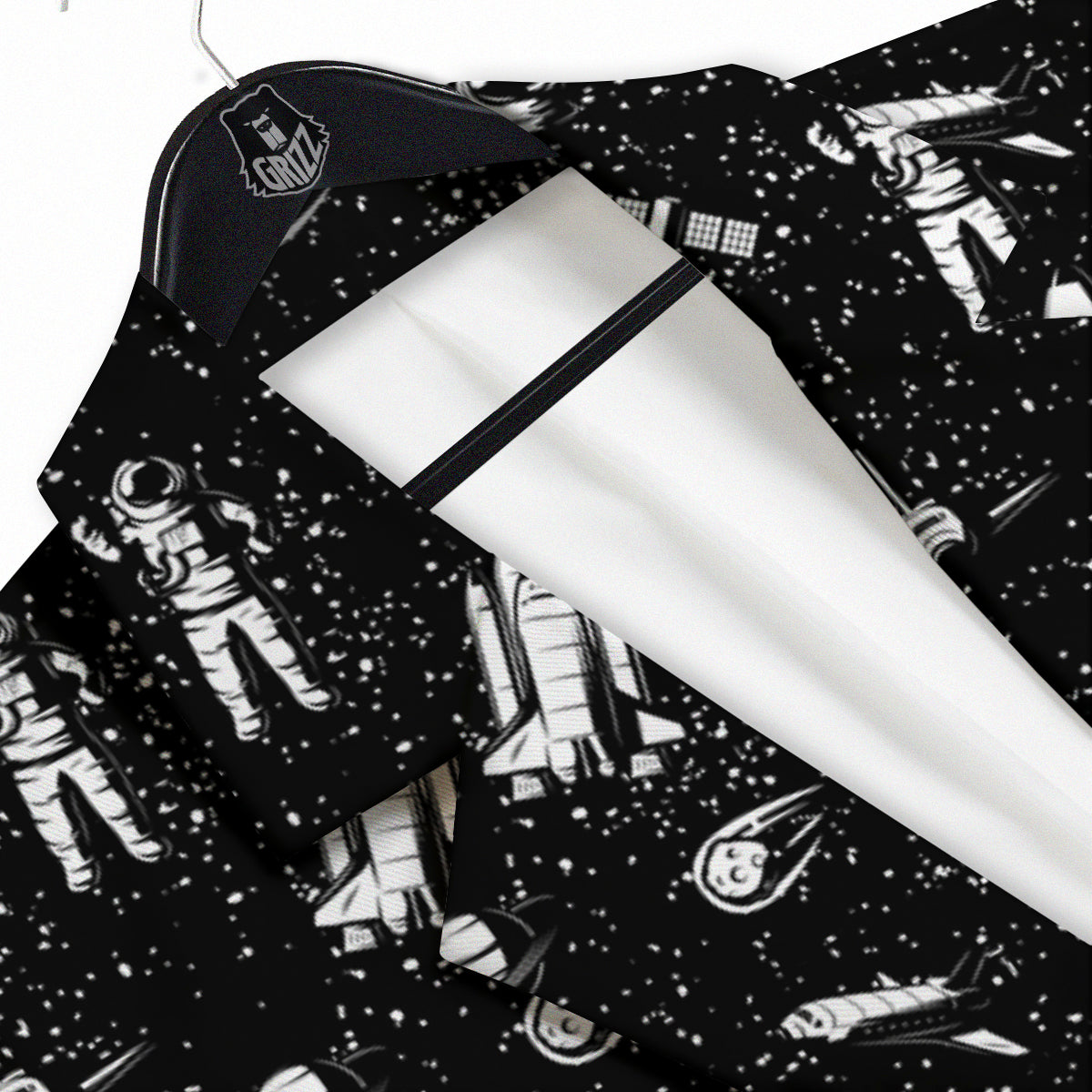 Space Astronaut Black Print Pattern Men's Sport Coat-grizzshop