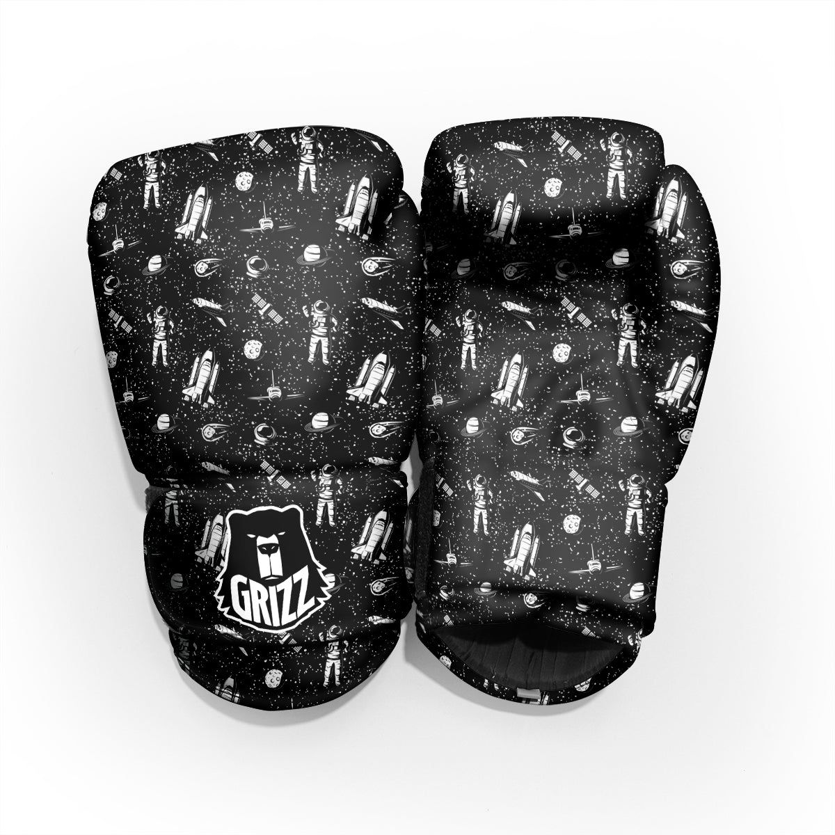 Space Astronaut Black Print Pattern Pro Boxing Glove