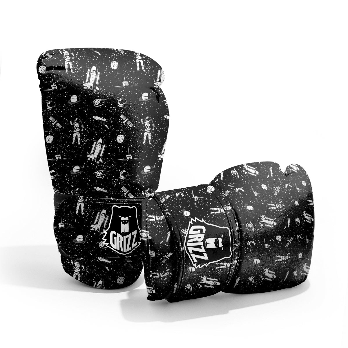 Space Astronaut Black Print Pattern Pro Boxing Glove