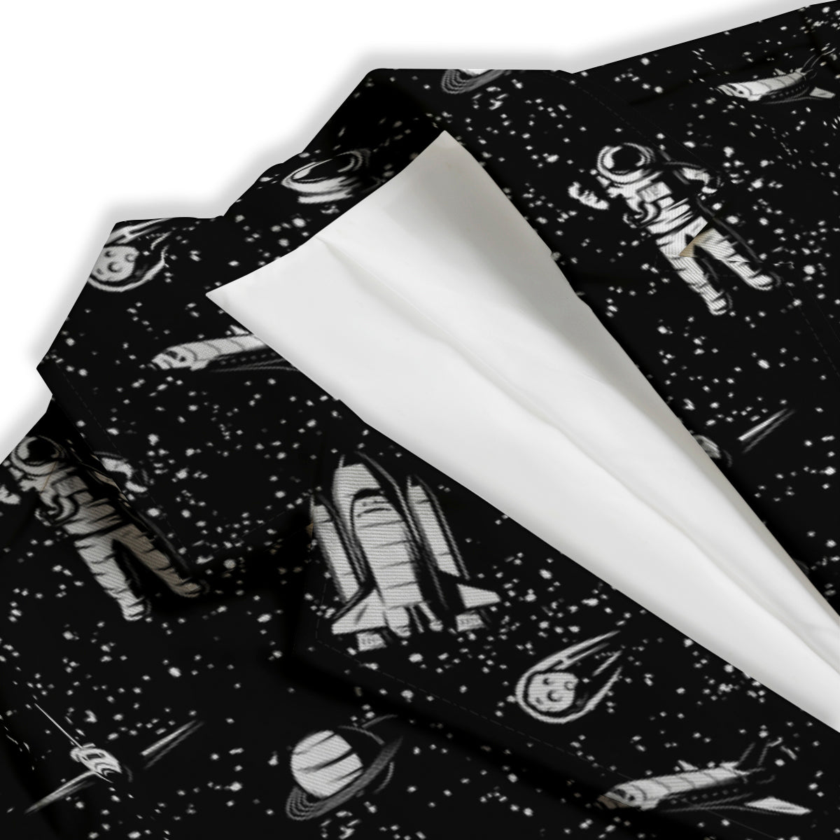 Space Astronaut Black Print Pattern Women's Blazer-grizzshop