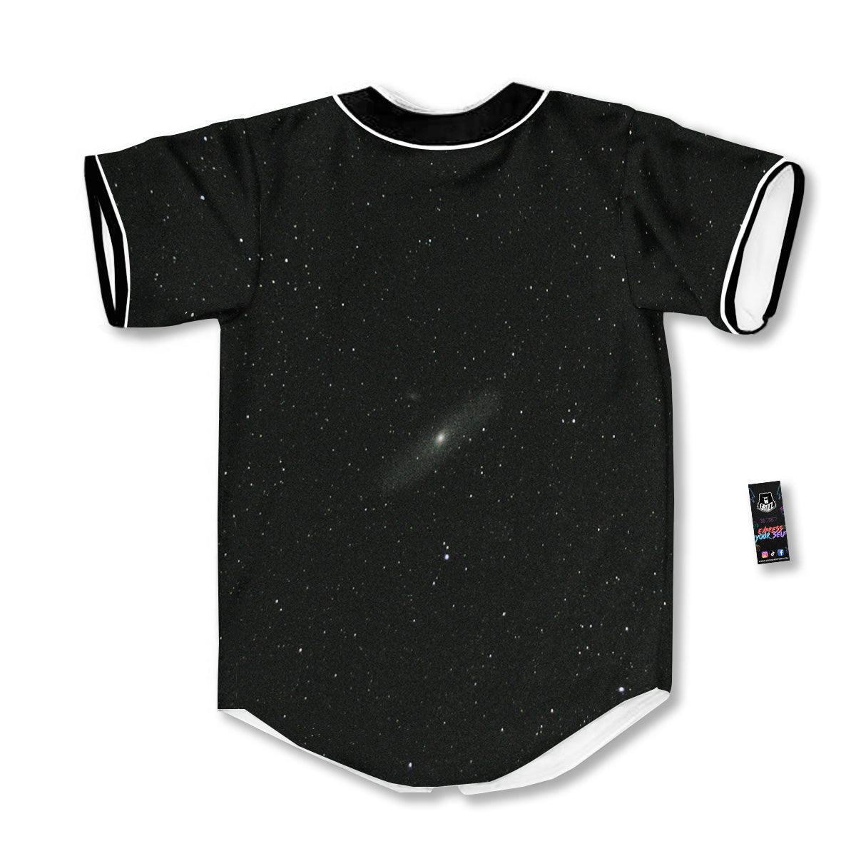 Space Black Print Baseball Jersey-grizzshop