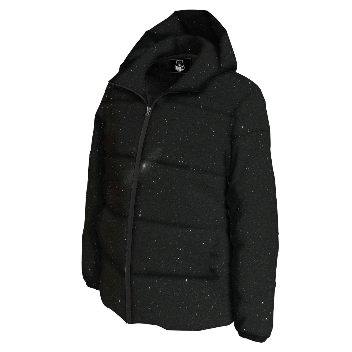 Space Black Print Down Jacket-grizzshop
