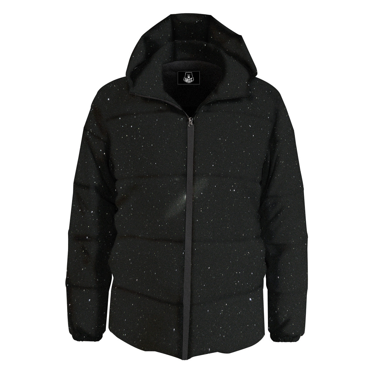 Space Black Print Down Jacket-grizzshop
