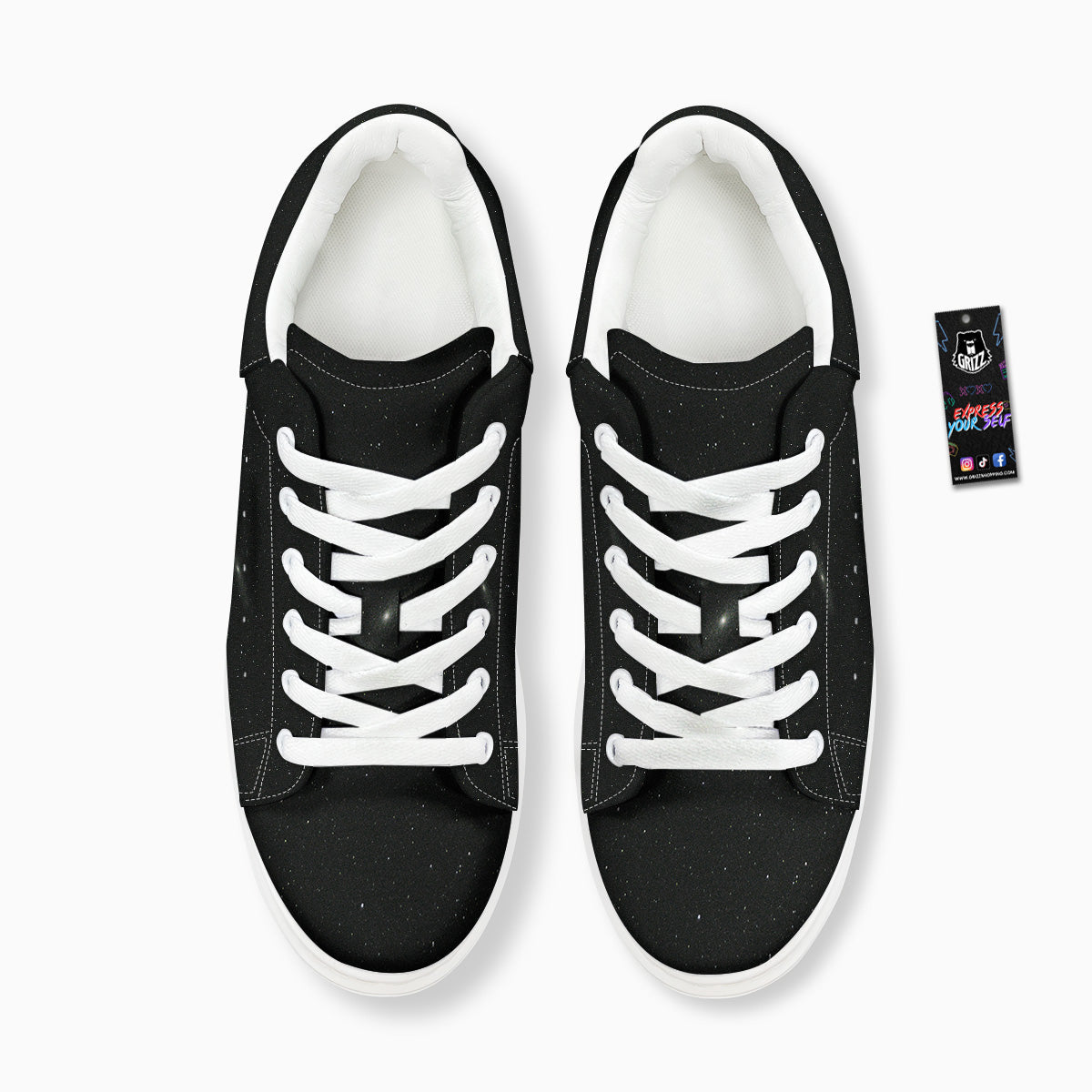 Space Black Print Platform Shoes-grizzshop